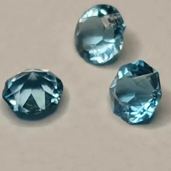 30$ Gemstones Aquamarine Blue Loose Trio Round Brilliant Cut Flawless AAA - Picture 7 of 7
